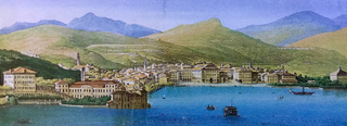 Lugano  - Angebot für Gruppen, Lugano von Süden. Giuseppe Elena, 1850.