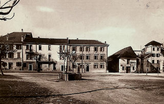 Giubiasco, Der sehr weite Dorfplatz anfangs des 20. Jahrhunderts