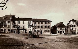 6512 Giubiasco, Der sehr weite Dorfplatz anfangs des 20. Jahrhunderts