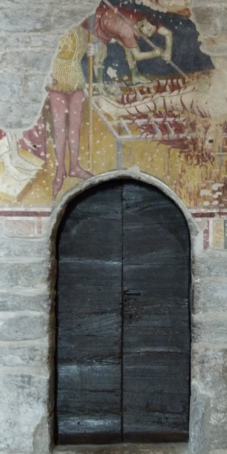 6500 Ravecchia, San Biagio. Martyrium des Heiligen Laurenz. Ende 14. Jh.