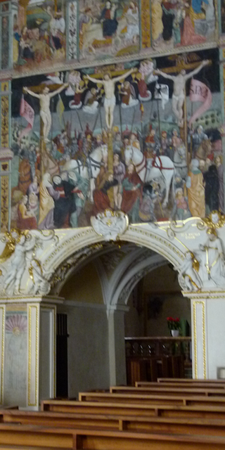 6500 Ravecchia, Sta. Maria delle Grazie. Trennwand zwischen Laienschiff und Mönchschor. Fresken um 1510.