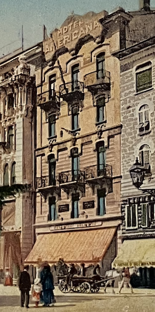 6900 Lugano 7, Albergo Americana. Lugano, Piazza Manzoni (Giardini)