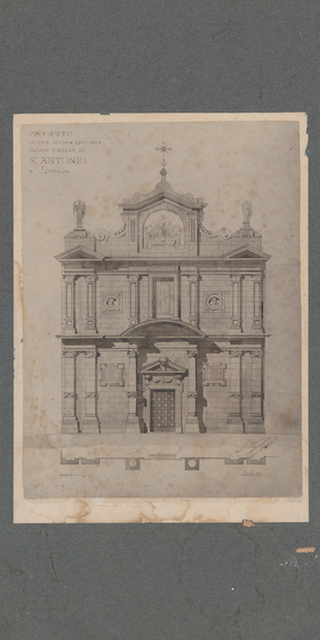 6900 Lugano 7, Projektwettbewerb Fassade der Kirche Sant'Antonio Abate, Lugano, 1912 (nicht realisiert).
Foto: Fondazione AAT, Fondo Paolo Zanini